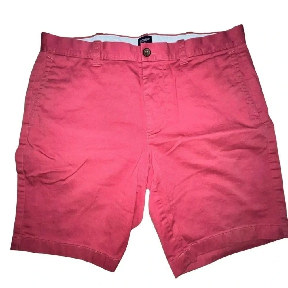 J. Crew Red Flat Front Shorts Vibrant Style 33, 9” inseam
